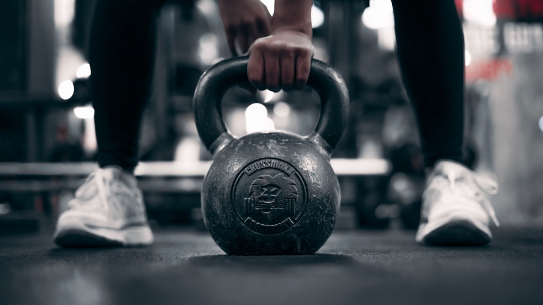 Functional fitness training kettlebell equipment in gym
