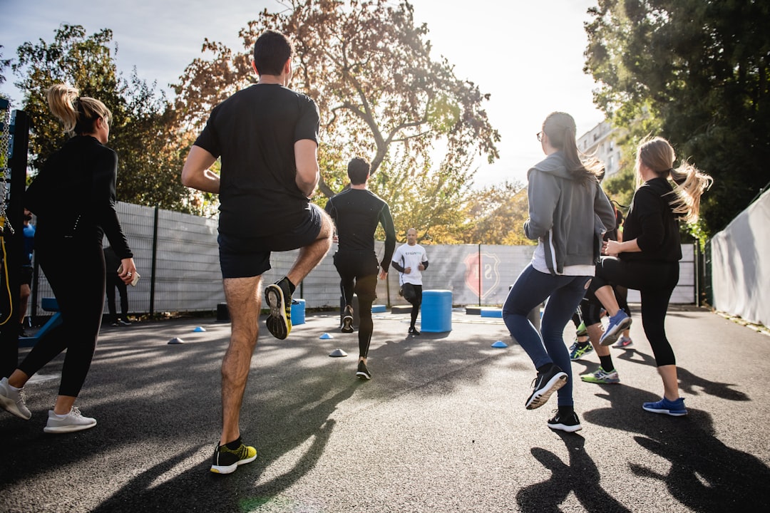 Person walking fast outdoor fitness